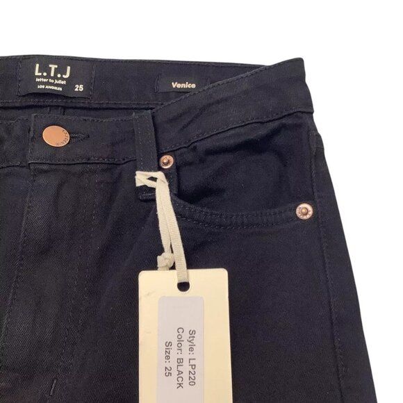 NWT LTJ Letter to Juliet Venice Jeans Womens Size 25 Black High-Rise Distressed - Picture 10 of 11